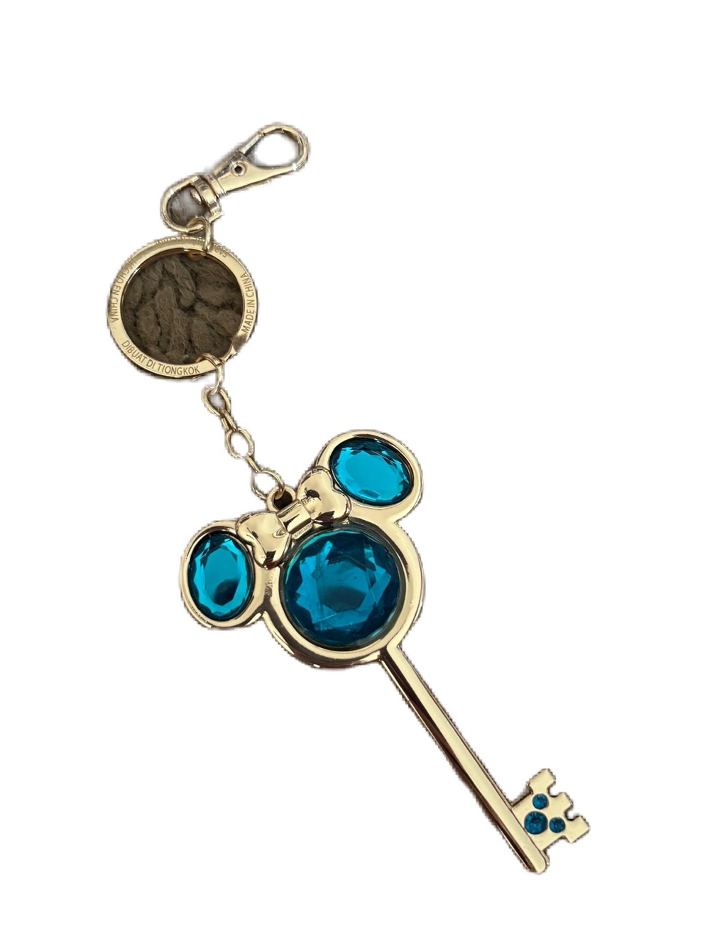 Disney Parks Gold-Tone Key Charm Ring Key December Birth Stone Blue Store World
